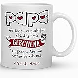 Kaffeebecher24 - Personalisierte Tasse mit Spruch - Das beste Geschenk finden - Spülmaschinenfest - Geschenke für Papa - Tasse lustig - Geschenke für Männer (Papa - wir haben versucht)