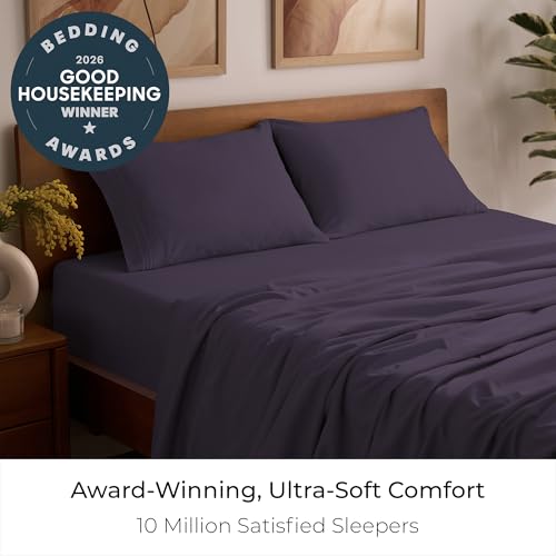Image of Mellanni Full Sheets Set - 4 PC Iconic Collection Bedding - Hotel Luxury, Extra Soft, Cooling Bed Sheets - Wrinkle, Fade, Stain Resistant (Full, Purple)