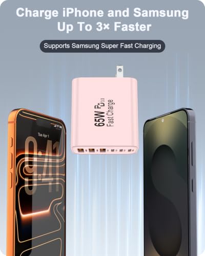 Image of 2-Pack 65W USB C Charger Block, 6-Port Fast Wall Charging Block [3 PD USB-C & 3 QC USB-A] for iPhone 17 16 15 Pro Max, iPad Pro, Galaxy S26 S25, Pixel 10 9, iWatch,Google & More