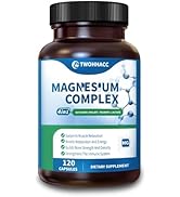 Magnesium Complex Supplement 120 Capsules of Magnesium Glycinate Malate Taurate Lactate Chelated ...