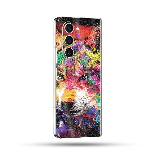 Image of MightySkins Glossy Glitter Skin Compatible with Samsung Galaxy Z Fold 5 Full Wrap - Rainbow Wolf | Protective, Durable High-Gloss Glitter Finish | Easy to Apply & Change Styles | Made in The USA