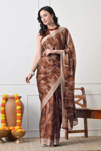 Image of MIRCHI FASHION Women Saree | Chiffon Batik Printed Breathable Regular Use Sari with Blouse