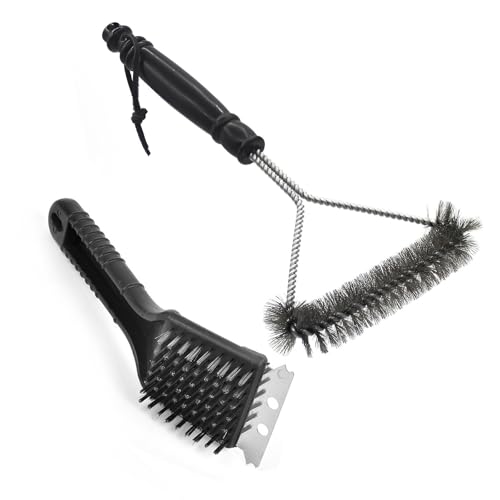 Cepillo Barbacoa, 2 Ccepillos de Limpieza y Raspador de Metal, 2 en 1 Cepillo de Alambre para Barbacoa, Juego de Cepillos de Barbacoa para Limpieza De La Rejilla