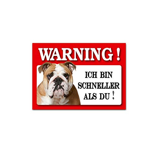 HTI-Line Blechschild Wachhund Englische Bulldogge Hundeschilder Warnung vor dem Hund Hundewarnschilder Metallschild Sprüche Geschenk