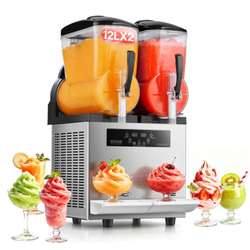 VEVOR Commercial Slushie Machine 12Lx2 Double Tank Margarita Drink 96 Cups