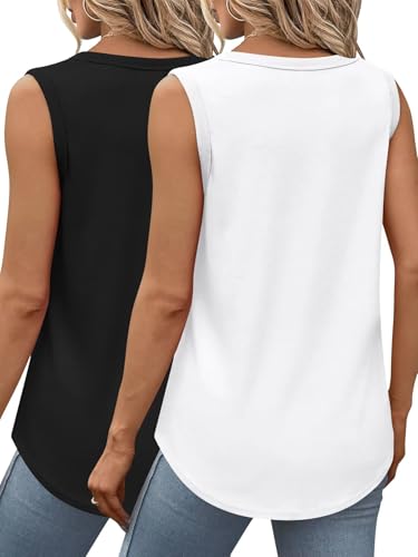 Bliwov 2 Pack Womens Tank Tops Scoop Neck Summer Fall Winter Fashion Sleeveless Shirts Beach Loose Casual Workout Clothes2