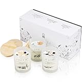Firefli Crystal Candles 3-Piece Crystal Candle Set with Wood Lids & Dried Flowers | Candles Gifts fo