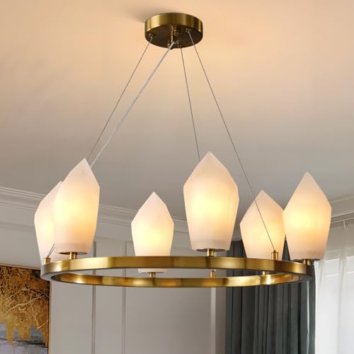 Alabaster Chandeliers, 23" 6-Light Modern Large Chandelier for Li...