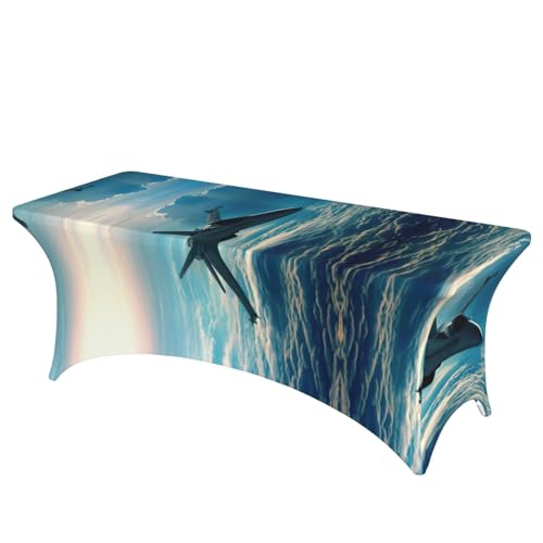 Nappe de table extensible 1,8 m imprimé avions de chasse en élasthanne