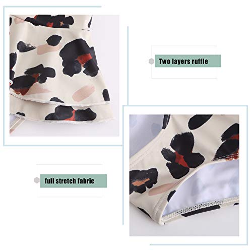 Image of Girls One Piece Swimsuits One Shoulder Ruffle Swimwear Floral Bathing Suit