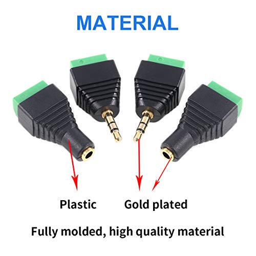 Glarks 8Pcs 3.5Mm(1/8Inch) Stereo Audio Balanced Male & Female Jack To Av 3-Screw Video Balun Terminal Adapter Connector #TOP2