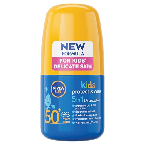 NIVEA Sun Kids Protect & Care SPF 50+ Roll On (50ml) Sunscreen with SPF 50 Roll-On Kids Sun Cream for Delicate Skin Immediately Protects Against Sun Exposure