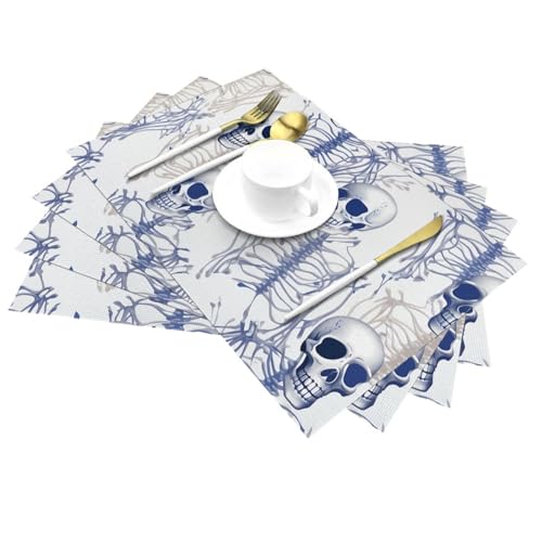 Set de table lavable bleu au motif squelette pour décorer et protéger votre table de repas - 4