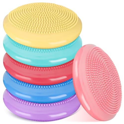 Image of Amylove 6 Pcs Wiggle Seat Inflated Wobble Cushion for Sensory Kid 13 Inch Balance Disc Kids Flexible Seating Exercise Sensory Pad Chair Cushion for Classroom Office School(Macaron)