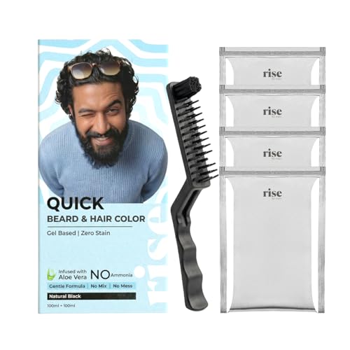 Image of Quick Beard Color & Hair Color Gel | Aloe Vera Infused Ammonia Free Formula | No Mixing No Mess Application | Natural Black | 25ml Sachet Pack of 4