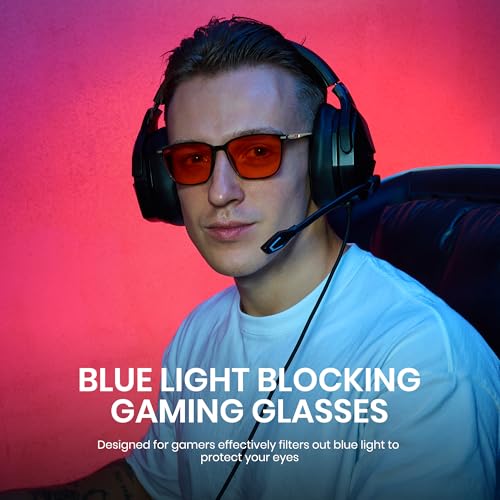Image of Cyxus Red Tinted Gaming Glasses, High-Brightness Screen Blue Light Blocker, Reinforced TR90 Eyewear for Ultra-Bright Monitors, Outdoor LED Displays