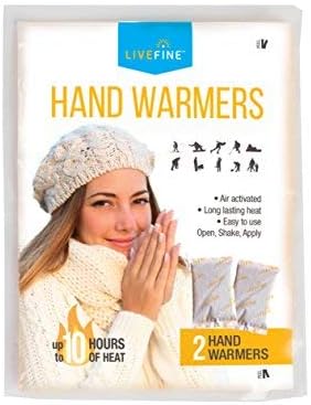 LiveFine Hand Warmers – Long-Lasting Air Activated Heat Packs – Up to 10 Hours of Warmth for Outdoor Construction, Winter Sports, Football Tailgating & More – 10 Pack