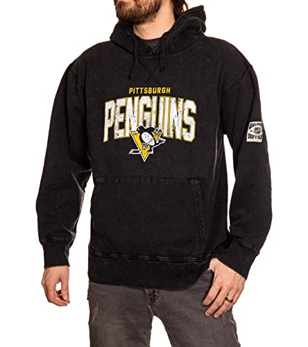 Calhoun NHL Surf & Skate Unisex Acid Wash Pullover Hoodie (Pittsburgh Penguins, X-Large)