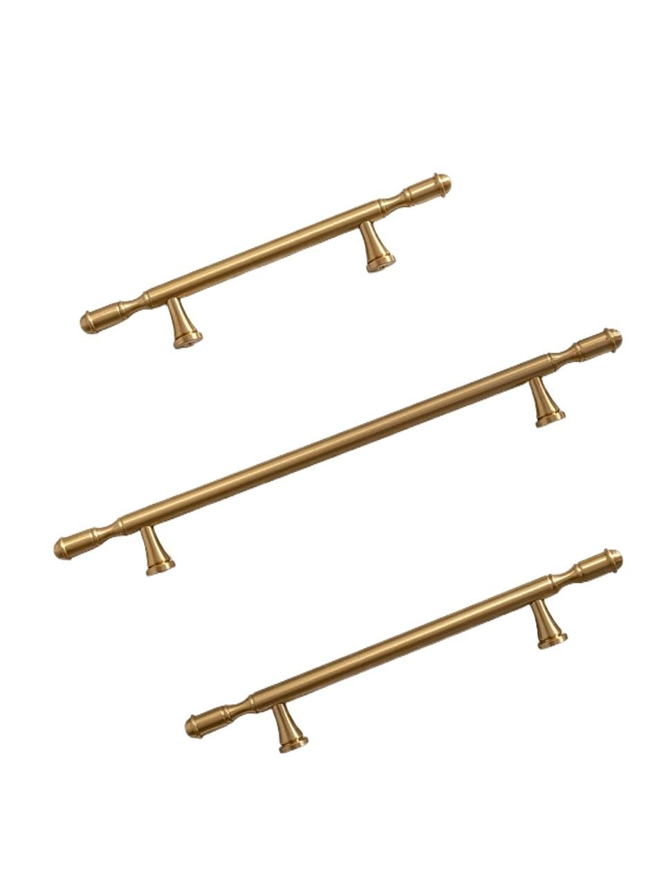 Yangshe 933-192-Bb Solid Brass Kitchen Cabinet Pulls, 5-Inch Brushed Gold Drawer Handles For Wardrobe