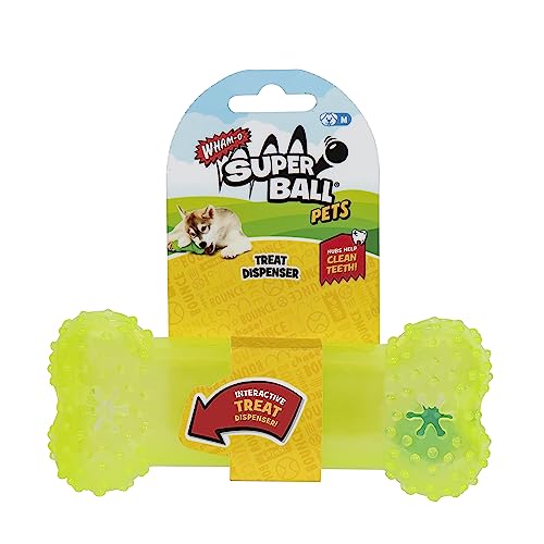 Jazwares Wham-O Pets SuperBall Treat Dispenser - 6-Inch Translucent Bone-Shaped Rubber Treat Dispenser with Removable 2-Inch SuperBall - Image 2