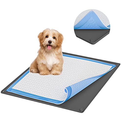 Image of TidyFriend Pee Pad Holder Tray 36 x 36 Inches, Puppy Pad Holder, Easy to Clean and Store Pee Pad Holder for Dogs, Silicon Training Pad Holder, No Spill Puppy Pad Holder (Grey)