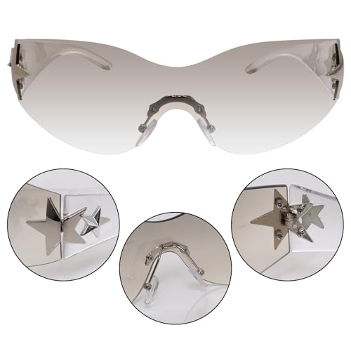 Nydotd Rimless Y2K Sunglasses Wrap Around Trendy Glasses for Women Men Frameless Sun Glasses 2000S Fashion Cool Shield Shades3