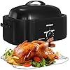 20 Quart Electric Roaster Oven with Self-basting Lid, Turkey Roaster Oven with Removable Pan and Rack, Black