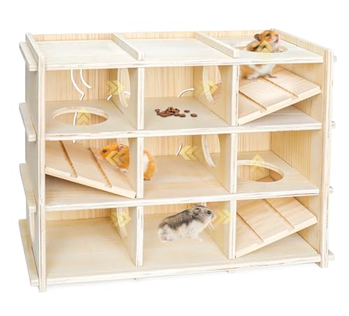 Chngeary Hamster Toy Adventure Box,Multi Chamber Viewable Hamster House with