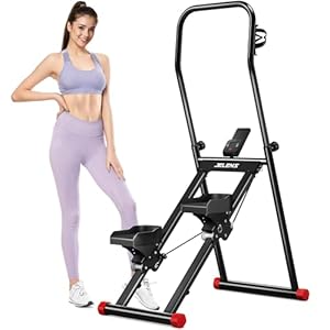Stair Stepper for Home Gym Exercise, Compact Folding Cardio Exercise Climber for Full-Body Workout, Vertical Climber Machine with Adjustable Handlebar & Pedals, Extended Step Range Design