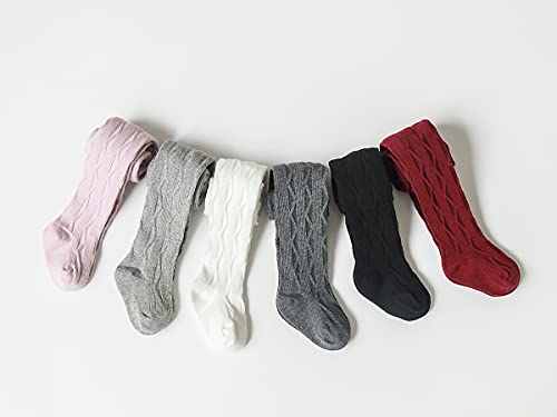 Image of EPEIUS Baby Girl Tights Cable Knit Cotton Seamless Footed Leggings 0-6Y