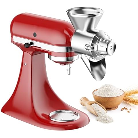 Gvode All Metal Grain Mill Attachment for Kitchenaid Stand Mixer, 9 Levels Grain Mill, Flour Mill, Fit for Non-Oily Dry Grain Corn, Coffee Bean, Buckwheat, Oats, Millet, Wheat and Other Cereals Cover