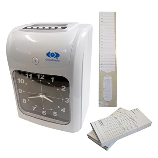 QuickClocks Relojes para Fichar, Registrador De Tiempo, (Incluye Tarjetas Y Estante De Tarjeta)