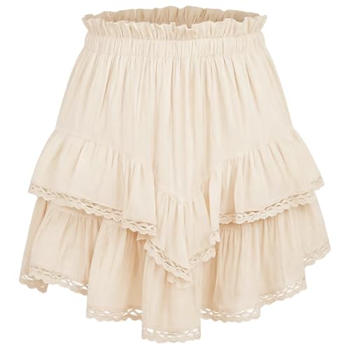 Pantalones cortos de tenis para mujer, con volantes y mini falda, ligera, con dobladillo con volantes, estilo deportivo, color liso, con acabados de encaje, para deporte, correr o diario, cómodos