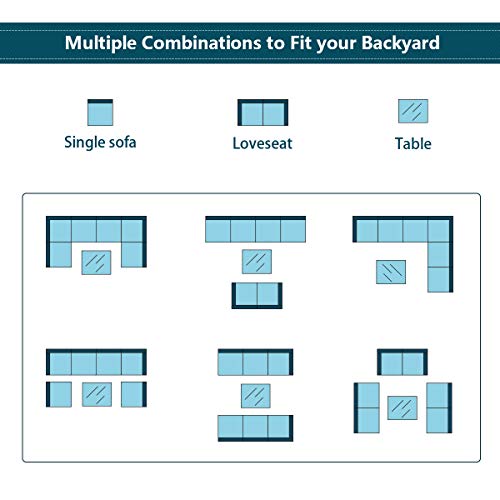 image for U-MAX 7 Piece Outdoor Patio Furniture Set, Black PE Rattan Wicker Sofa
