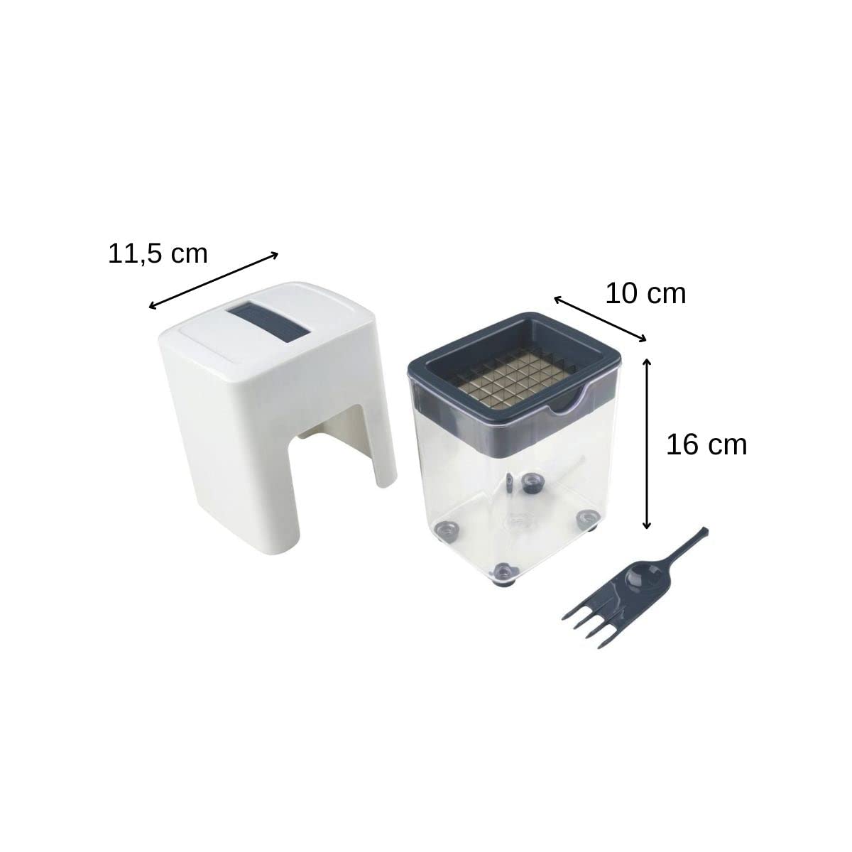 FACKELMANN Affettaverdure a stick, Linea EASY PREPARE, ideale per patate, carote e molto altro, 11,5x10x16cm, colore: blu scuro e bianco