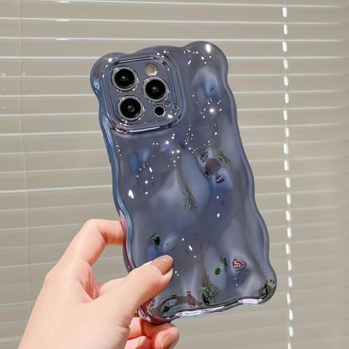 Veaol ケース 向けの iPhone 12 Pro Max 金属 光沢 スマホケース 長方形フレーム 背面立体石型 手触り ブルー