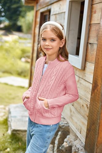 Image of GRACE KARIN Girls Knit Cardigan Sweater Zip Long Sleeve Kids School Uniform Fall Jacket Size 6-14
