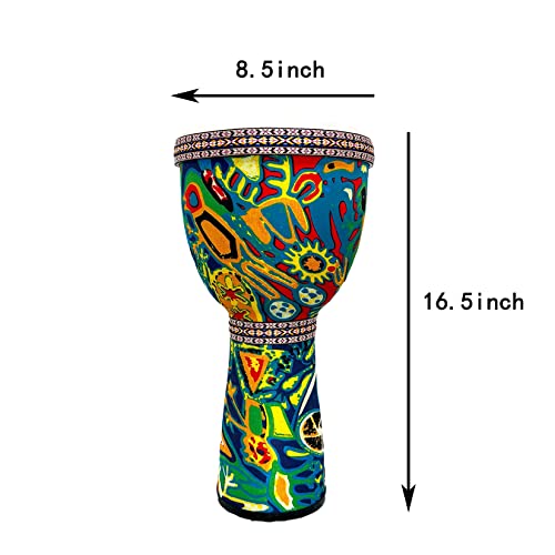 RUOSWTE Djembe Drum Bongo ,Goblet Drum Made Of Goat Leather Drum Head, Hand Painted Cloth, West African Style Hand Drum,Gift For Beginners (C)