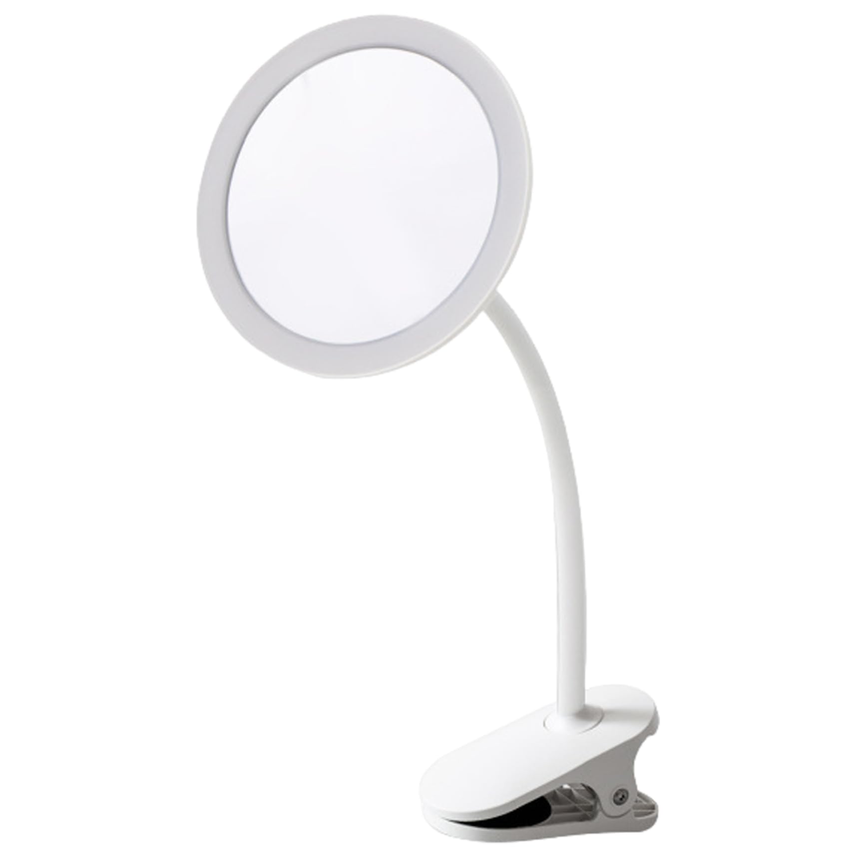 Espejo de maquillaje con aumento 5X y clip giratorio para solucionar la falta de luz