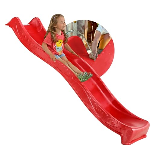 SPIELTURMKING Kinder Rutsche 2,30 m Outdoor Garten Spielgeräte, Rot