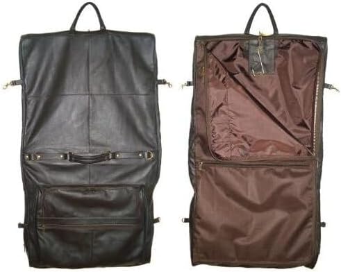 HomeStock Leather Garment Bag - Top Grain Cowhide Three Suit Travel Bag