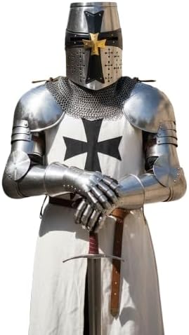 Medieval Crusader Great Helmet – Steel Knight Templar Helmet Armor for LARP & Reenactment