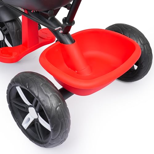 Image of Luusa Elite 500 Kids Tricycle with Parent Push Handle & Safety Seat Belt - Premium 3 Wheel Toddler Cycle with Storage Basket & Comfortable Backrest for 1-4 Years Boys & Girls (Black Red)