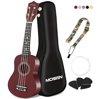 MOSEN Ukulele for Beginners 21 Inch All in One Kit Beginner Professional Ukulele Including Straps, Strings, and Paddles (Brown) - Les Beatles, Paul McCartney, John Lennon, RIngo Starr, George Harrison