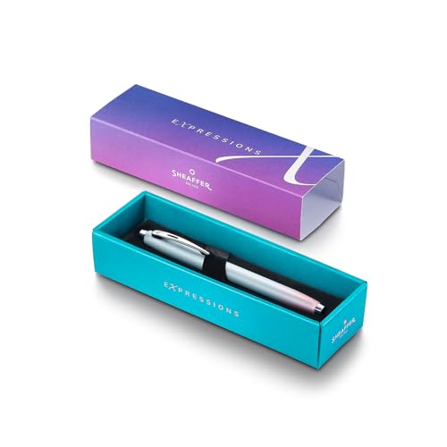 Image of Sheaffer Expressions 100 9376 Blue and Pink Pearlised Gradient Rollerball Pen with Chrome plated Trims