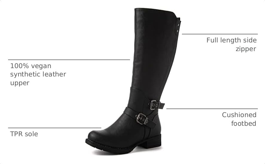 GLOBALWIN Women's Knee High Fashion Boots Black Boots for Women 7.5M - image 3