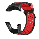 Suunto AMBIT 3 時計バンド柔らかく多空気穴通気性のシリコン スポーツ バンドSuunto AMBIT 3 バンドと互換性がありますクイックリリーススポーツシリコン交換用ストラップリストバンド (ブラック+レッド)