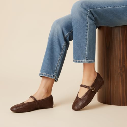 CUSHIONAIRE Bistro Mary Jane Flats for Women, Woven Ballet Flats Shoes with Strap and Memory Foam for All-Day Comfort, Brown 6 by CUSHIONAIRE - Used condition - Image 8