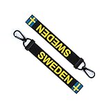 Größe: 13,5 x 2 cm Schlüsselanhänger mit Schweden-Flagge, Schwarz