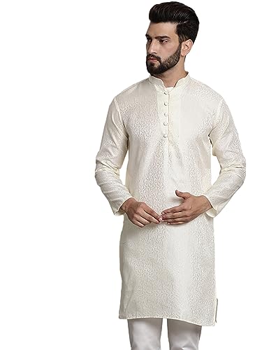 Image of SOJANYA Men's Silk Blend Kurta with Paisley Design